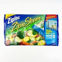 NEW Ziploc Zip &#39;N Steam Medium Cooking Bag Microwave Pack of 10 Disconti... - £17.51 GBP