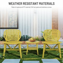 3 Pieces Hollow Design Patio Table Chair Set All Weather Conversation - Yellow - £148.22 GBP