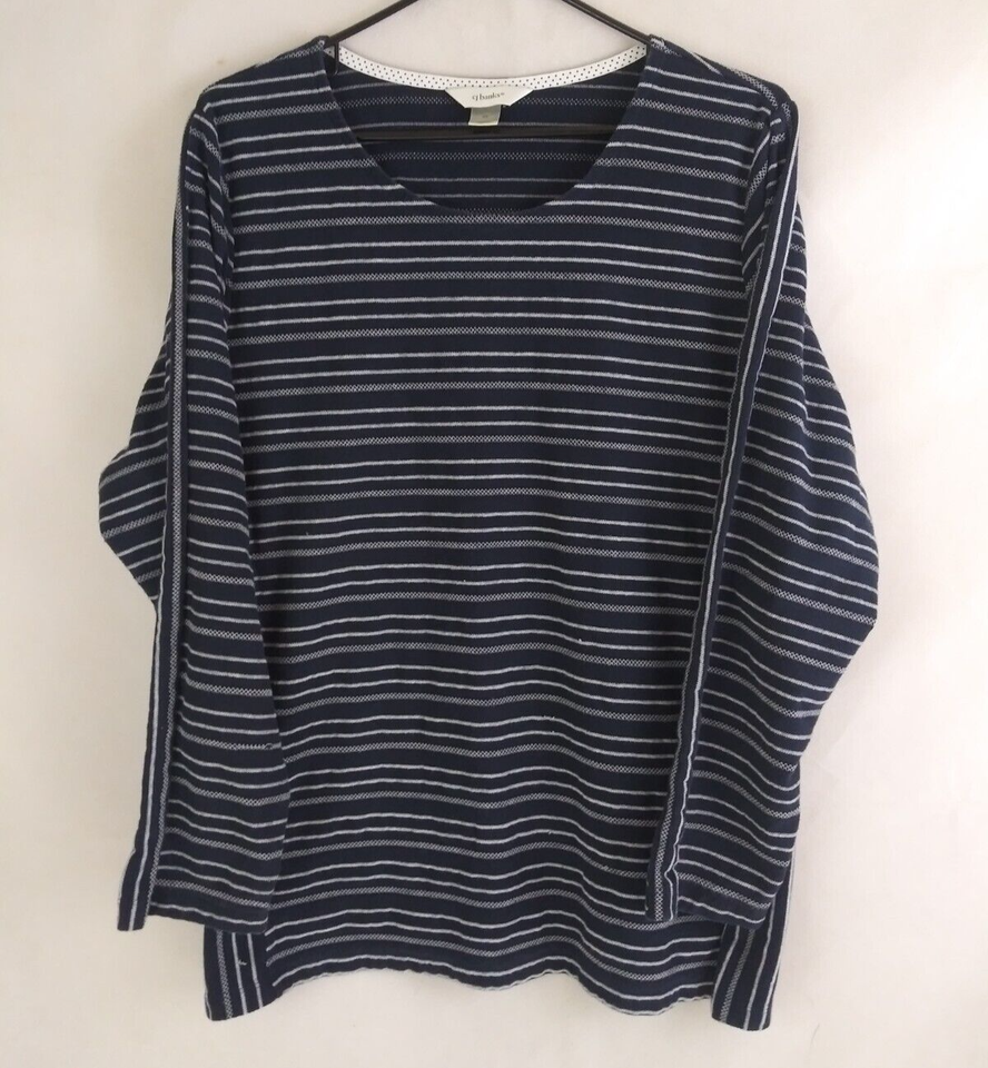 CJ Banks Women&#39;s Blue &amp; White Striped Long Sleeve Shirt Plus Size 2X - $14.84