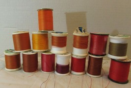 VINTAGE sewing general vintage lot of 14 spools RED ORANGE SHADES THREAD - £10.35 GBP