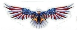 FLYING EAGLE WITH US FLAG ON WINGS HELMET STICKER BUMPER STICKER OPEN WINGS - £8.63 GBP