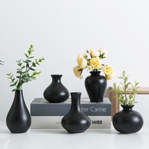 Small Ceramic Vase Set Of 5, Black Vase, Bud Vase, Boho Decorative Vase For - £24.08 GBP