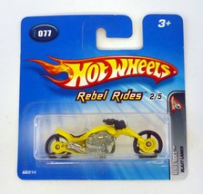 Hot Wheels Blast Lane #077 Rebel Rides 2/5 Yellow Die-Cast Cycle Short Card 2005 - £2.92 GBP