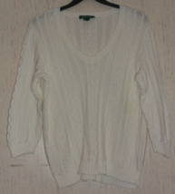 EXCELLENT WOMENS LAUREN RALPH LAUREN IVORY CABLE KNIT PULL OVER SWEATER ... - €32,44 EUR