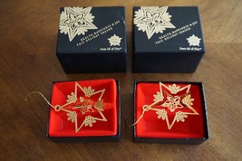 Vintage Lot of 2 1990s Gold Plated Promo Christmas Ornaments Oil Of Olay... - $12.95