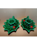 Vintage Lefton Holly Berry Taper Candle Holder Pair - €19,52 EUR