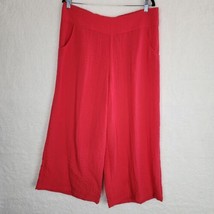 Habitat Wide Leg Pants Orange/Red Lagen Look Art To Wear Quiet Luxury SZ LG - £19.77 GBP