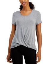 allbrand365 designer Womens Twist-Front T-Shirt,Storm Grey Heather,Small - £30.21 GBP