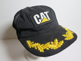 Vtg Cat Caterpillar Black Mesh Trucker Big Patch Snap Back Tonkin Usa - £31.68 GBP