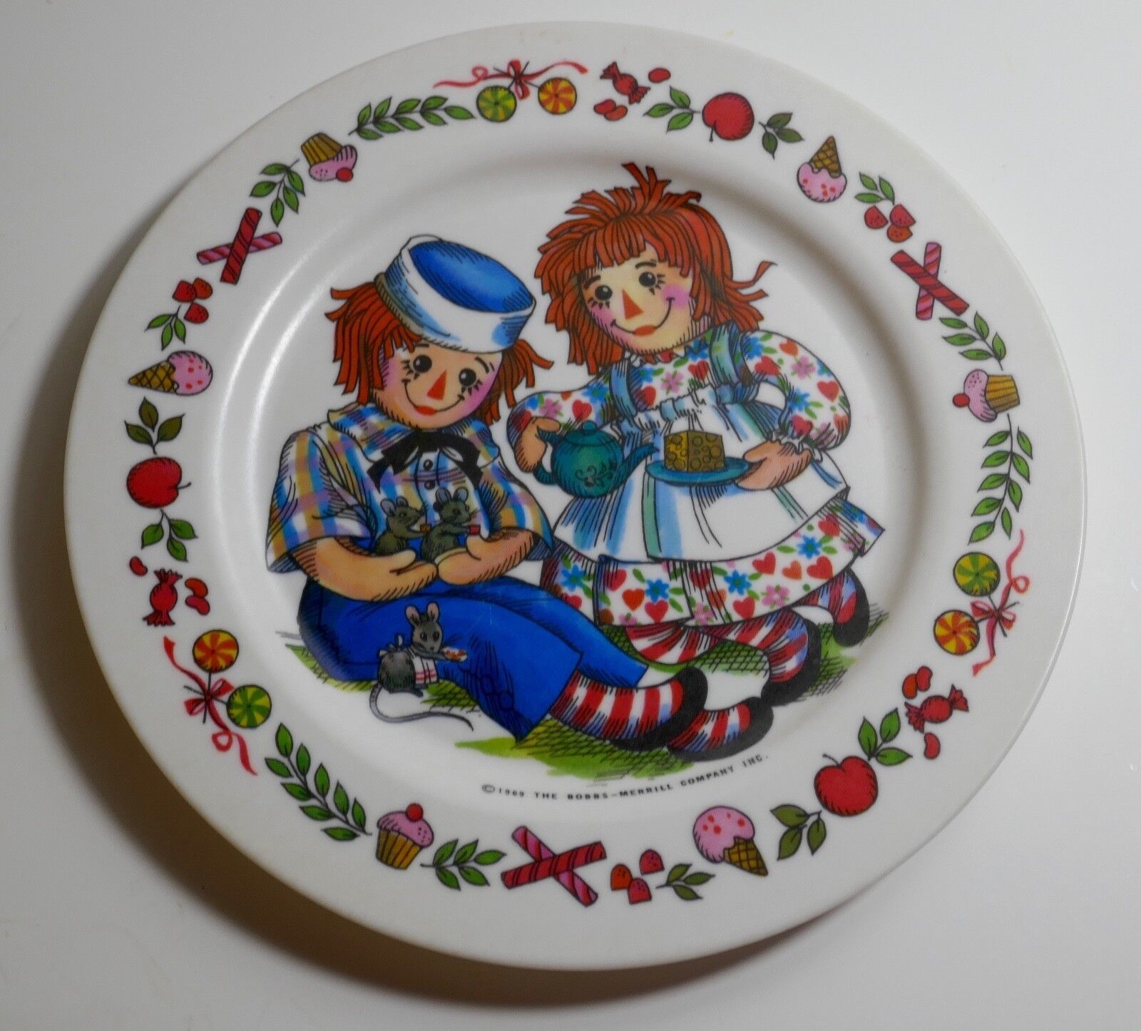 Bobbs Merrill 1969 Vintage Raggedy Ann &amp; Andy Oneida Deluxe Plate #3119 - $13.99