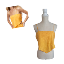 ZARA Yellow Satin Effect Handkerchief Bandeau Strappy Cropped Top w/ Bac... - £19.51 GBP