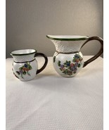 (2) Vintage Lg /Sm LBK Ceramic Flower Floral Vase or Water/Juice Pitcher... - £15.18 GBP