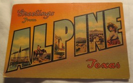 Vtg Linen Postcard Greetings from Alpine Texas 1940&#39;s - £3.85 GBP