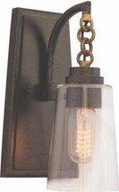 Wall Sconce KALCO DILLON Industrial 1-Light Clear Glass Brass Hardware Milled - £566.63 GBP