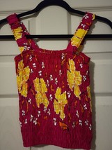 Hawaiian By Basix Womens Top  F-One Size Fits All Pink Yellow Orange White - £10.96 GBP