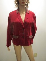 BETS by CANVASBACKS Red Corduroy Three Button Jacket Blazer 16 Cotton Bl... - $9.95