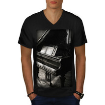 Piano Photo Old Vintage Shirt Music Instrument Men V-Neck T-shirt - $12.99