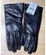 Size 6 1/2 NEW Bloomingdale&#39;s Black Leather Gloves with Cashmere Lining ... - €29,88 EUR