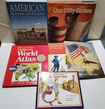 6 Lot America Atlas Settlers Landmark Homeschool Learning Reference Books HC/SC - £37.05 GBP