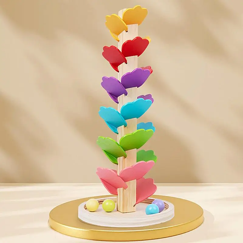 Rainbow Musical Tree Kit Wooden Ball Drop Toy Colorful Musical Tree Safety - £18.02 GBP+