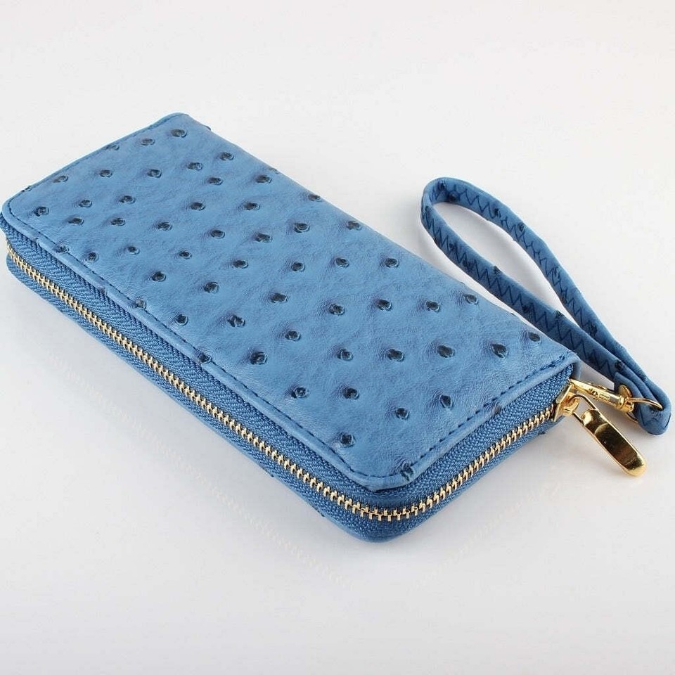 Color: PURPLE - Faux Ostrich Leather Wristlet Clutch In Several Colors - $30.85