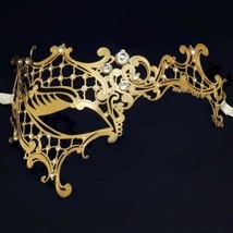 Gold Phantom of the Opera Inspired Lady Half Face Laser Cut Metal Mask - £14.45 GBP