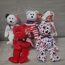 TY Beanie Baby Patriotic Independence Day Bear Plush Toy Lot of 5 NOS NWT #2 - £11.79 GBP