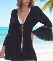 Raviya Black Open-Front Cover-up Women&#39;s Swimsuit, Small RETAIL: $48 - $19.31