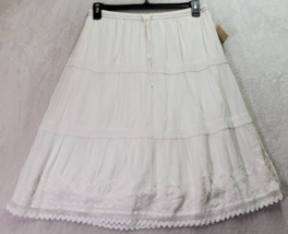 Studio West Apparel Flare Skirt Women Large White Lined Elastic Waist Dr... - $21.98