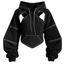 Cropped Cutout Backless sweater Hoodie - $48.23
