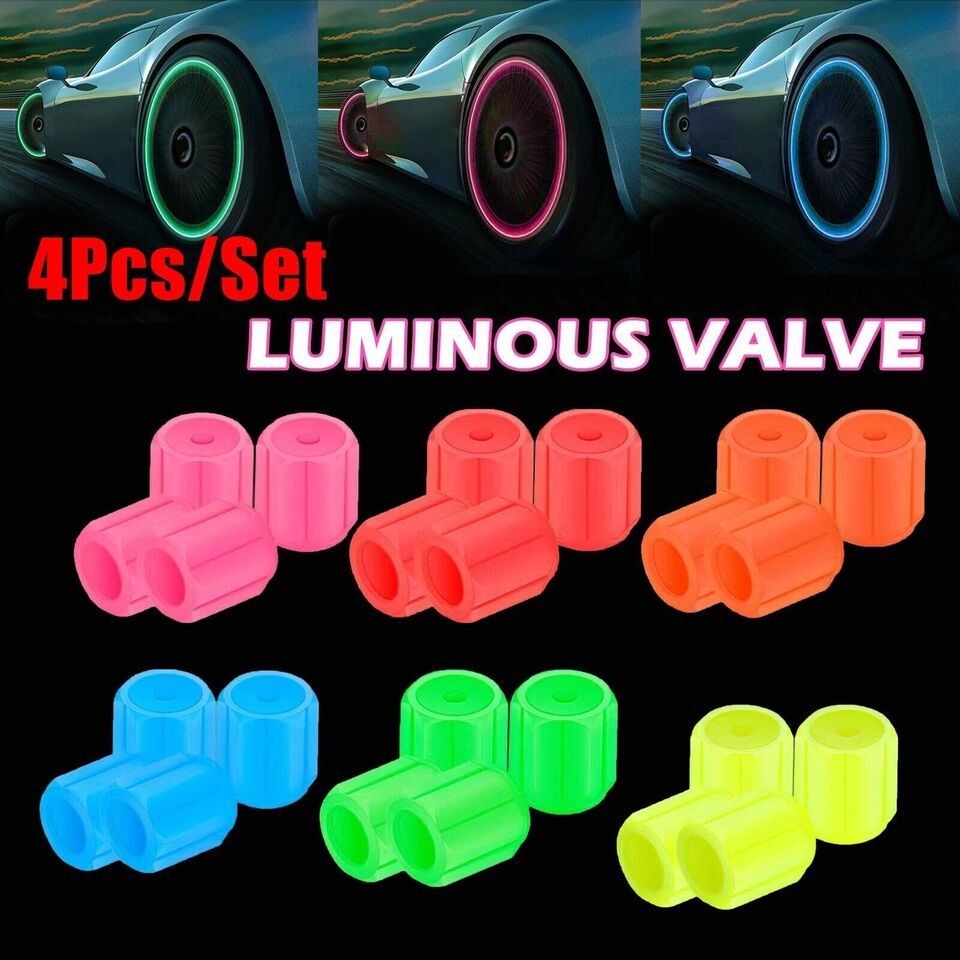 4pcs Car Luminous Tire Valve Caps Fluorescent Night Glowing Motorcycle B... - $1.59
