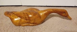 Hand Carved Solid Wood Duck Goose Decoy Decorative Sculpture Decor Colle... - $27.00