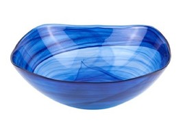 10 Contemporay Soft Square Blue Swirl Glass Bowl - £73.09 GBP