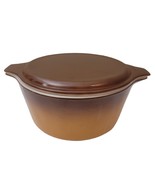 Vintage Pyrex 474B Two Tone Orange Brown 1.5 Qt. Casserole Dish w Matchi... - $27.06 CAD