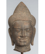 Antique Khmer Style Black Stone Shiva Head Statue - The Destroyer - 50cm... - $4,591.57 CAD