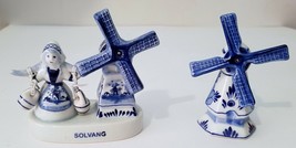 Vint. Pair of Delft Blue Holland hand-painted Figures Windmills 1140 &amp; 49028 - £12.70 GBP