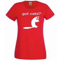 Womens T-Shirt Cute Cat Quote Got Cats?, Funny Kitty TShirt, Smiling Cat... - £19.75 GBP