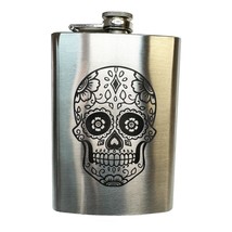 8oz sugar skull Stainless Steel flask - $21.55