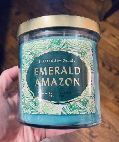15.1oz Lidded Glass Jar 2-Wick Candle Emerald Amazon - Opalhouse