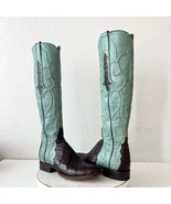 Rod Patrick Womens Knee High Cowboy Boots 5.5 C Brown Caiman Turquoise W... - $1,381.05