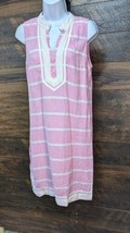 Crown &amp; Ivy Dress Women&#39;s Size 4 Pink/White Linen Stripe Sleeveless Kurta - £26.99 GBP