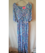 Lilly Pulitzer long maxi dress M 10 blue pink white shells Minka - $1,501.72 MXN