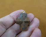 (CR500-20) 1-1/16&quot; oiled Fairy Stone Pendant CHRISTIAN CROSS Staurolite ... - £35.34 GBP