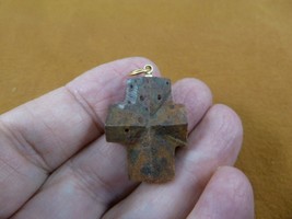 (CR500-20) 1-1/16&quot; oiled Fairy Stone Pendant CHRISTIAN CROSS Staurolite Crystal - £35.34 GBP