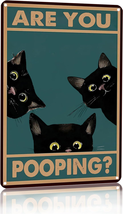 Vintage Black Cat Are You Pooping Funny Tin Sign for Bathroom Toilet Wall Decor - £16.18 GBP