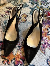 Calvin Klein Black Patent Sparkly Patterned Leather Heels Slingback Pump... - $12.99