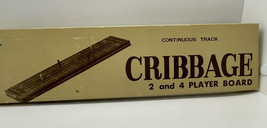 Vintage Cribbage Board ContinuousTrack Wood in box See Photos Light Wood 5 Pegs - £9.45 GBP