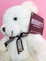 Classic 1990s 7&quot; Hershey&#39;s White Stuffed Animal Plush Bear w/ Bow Ribbon... - $5.99