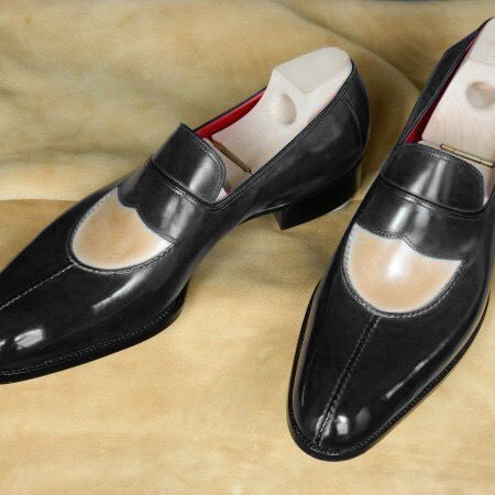 NEW  Handmade Mens New Black Beige Shoes, Mens Leather Loafer Slip On Moccasins