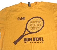 Sun Devil Tennis Graphic T-Shirt Yellow XL No Pity For The Kitty ASU image 2